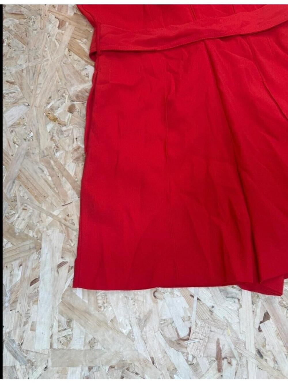Mango MNG Basics Red Sleeveless Romper Jumpsuit Womens Size S Belted Crew Neck - Picture 11 of 16